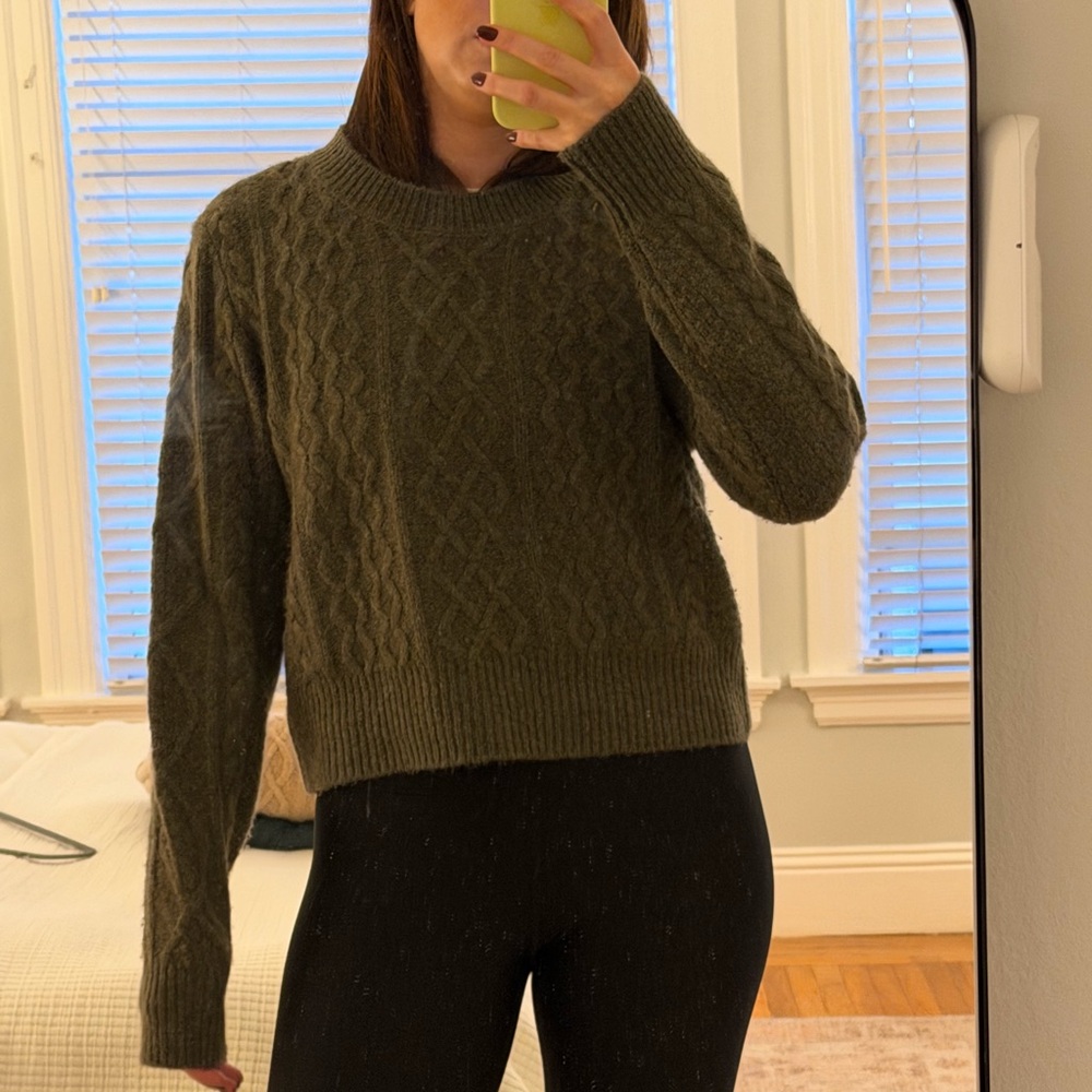 Favorite Daughter Olive Cable Knit Sweater